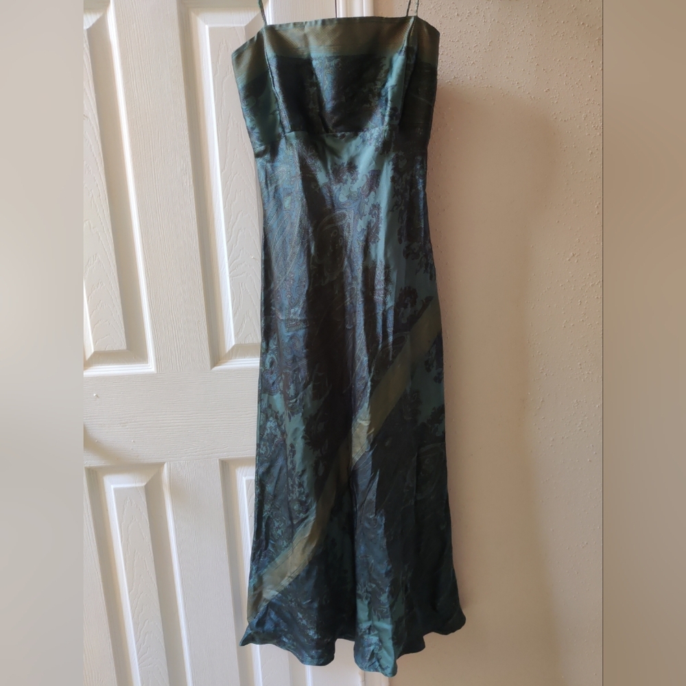 Vintage Y2K Plenty by Tracy Reese Green Floral Paisley 100% Silk Dress